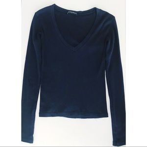 Brandy Melville Navy V-Neck Long Sleeve